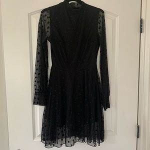Boohoo Long-Sleeve Mesh Polka Dot Dress (size US 4)